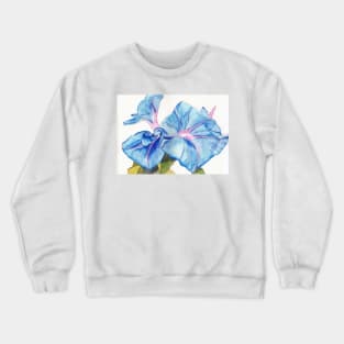 Blue Bindweed (morning glory) watercolour painting Crewneck Sweatshirt